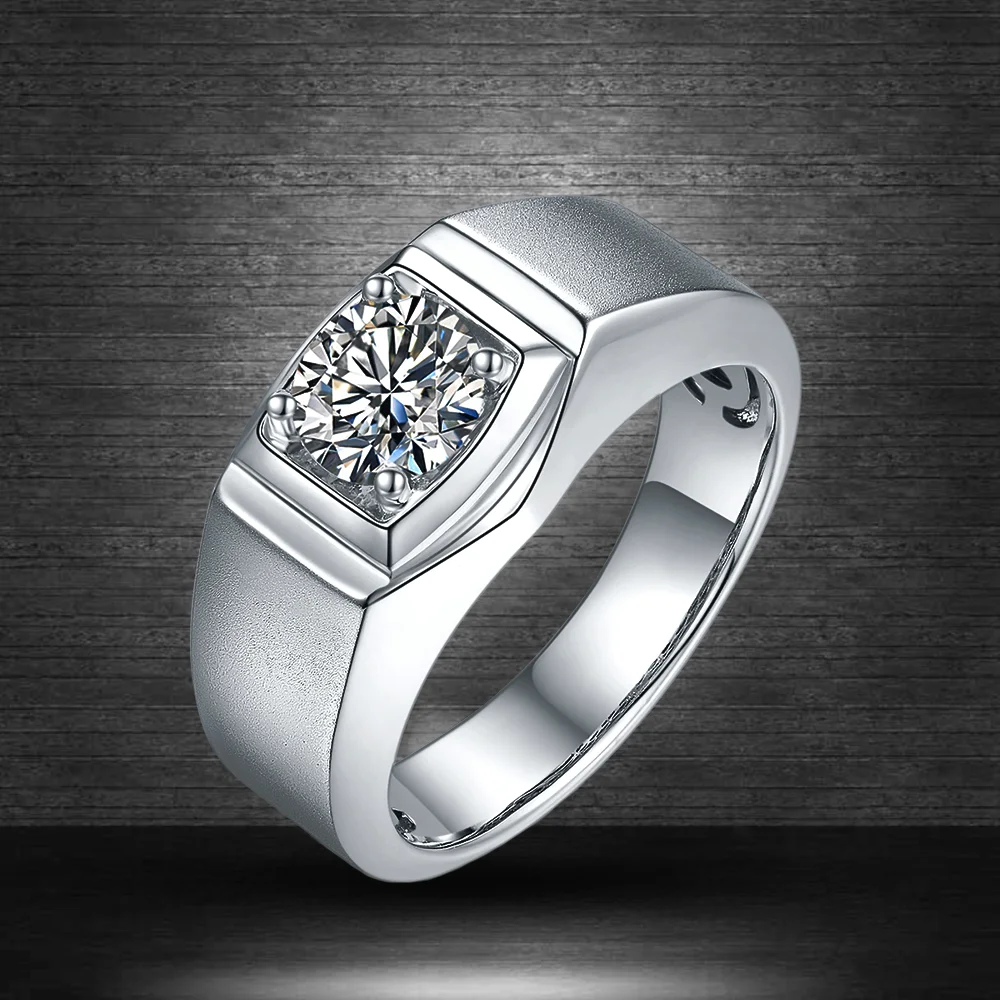 

Zuming 1.0ct Charm Jewelry 925 Sterling Silver Moissanite High Clarity D Color VVS1 Lab-Grown Diamond CVD HPHT Men's Rings