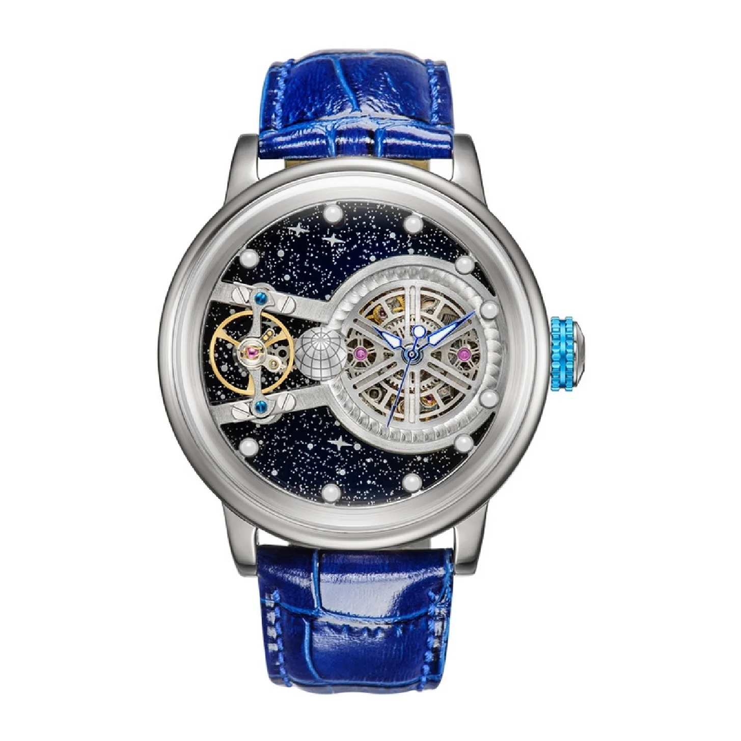 

HANBORO Men Luxury Watches 44mm Dress Automatic Watch Mechanical Wristwatch 50M Waterproof Luminous Cosmic Celestial Body Dial
