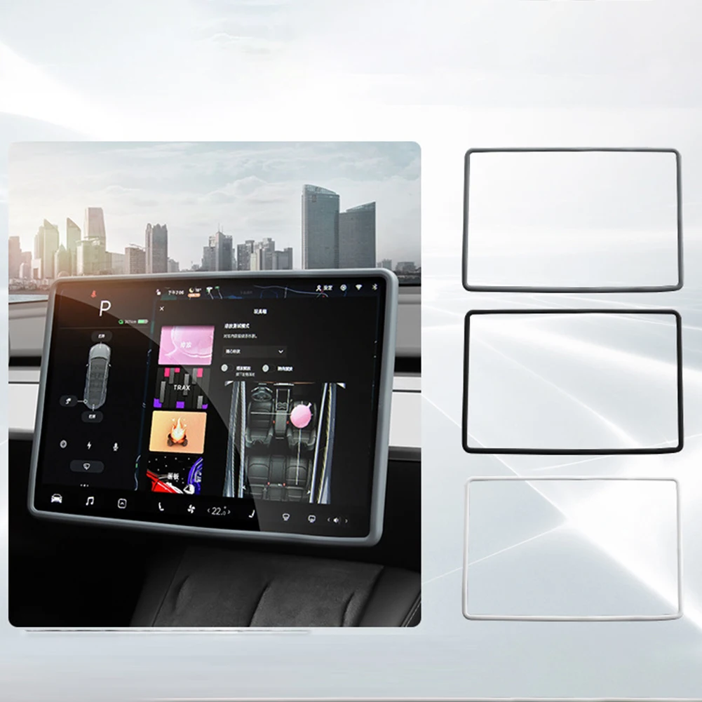 

Auto Parts Screen Protect Frame 3 Colors Anti-knock Black/White/Grey Screen Protector For Tesla Model 3/Y Brand New Durable
