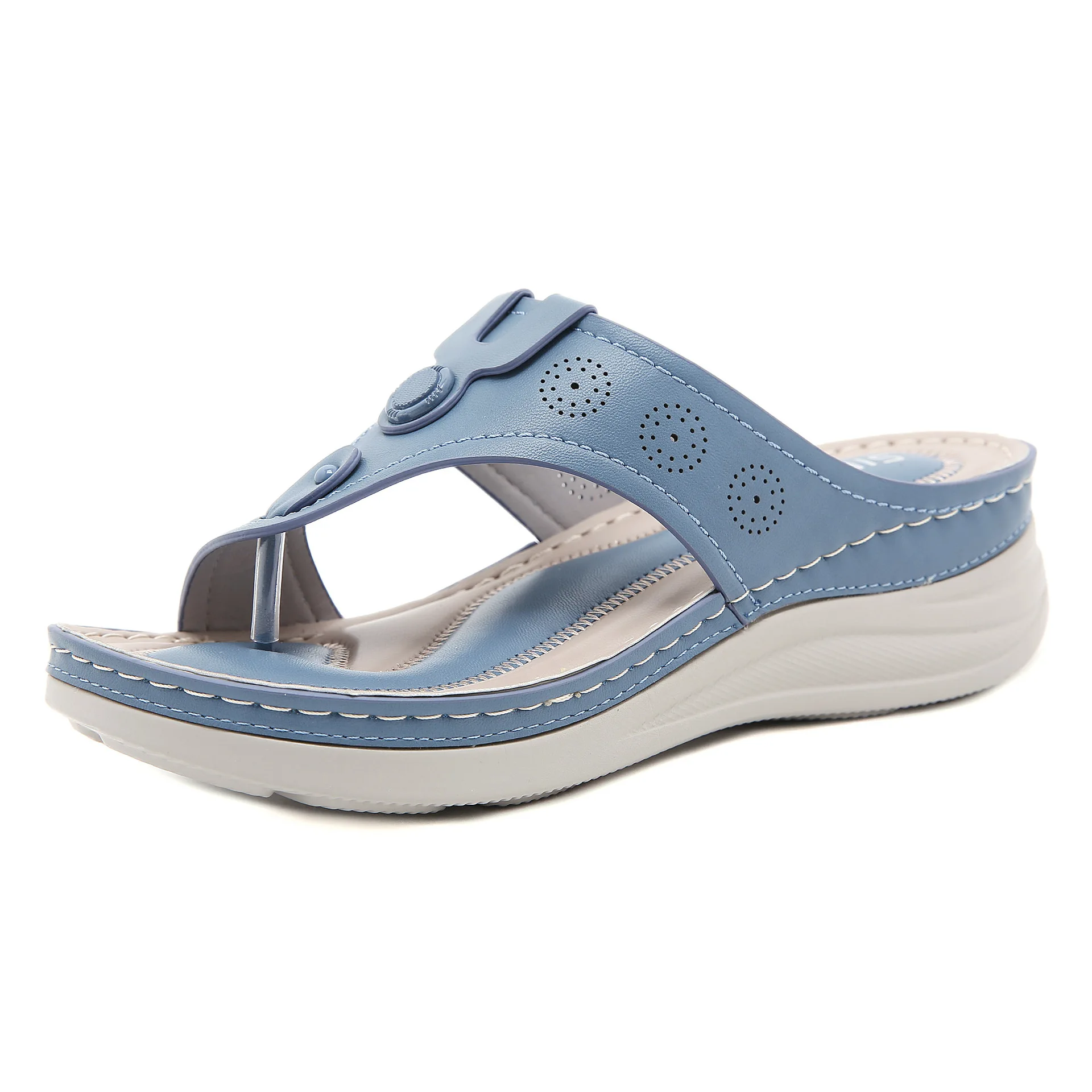 

2022 Summer Shoes Women Flip Flops Slippers Fashion Women Wedges Shoes Summer Beach Slippers Plus Size 42 Black Blue large size
