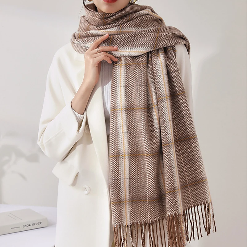 GOPLUS Scarf Women Luxury Korean Style Scarves 2022 Plaid Soft Bufandas Tassel Female Pink Foulard Jersey Pareo Echarpe Shawl |