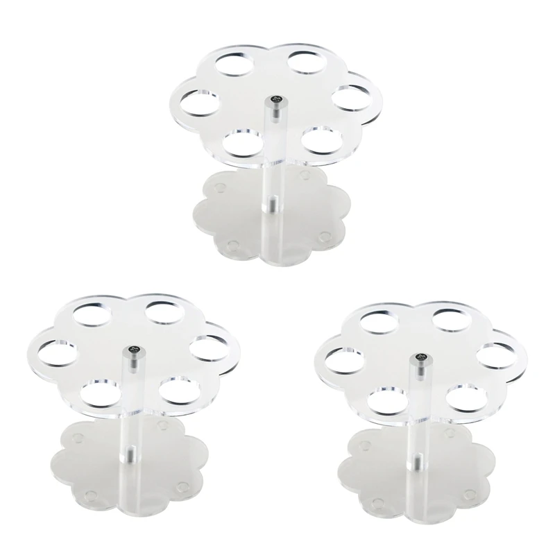 

3Pcs 6 Holes Acrylic Ice Cream Cone Stand Holder Transparent