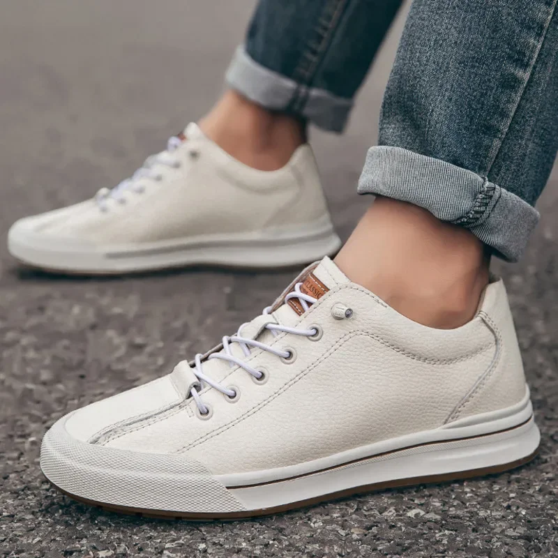 Мужская обувь для скейтборда из натуральной кожи спортивные лоферы с лифтом 6 см