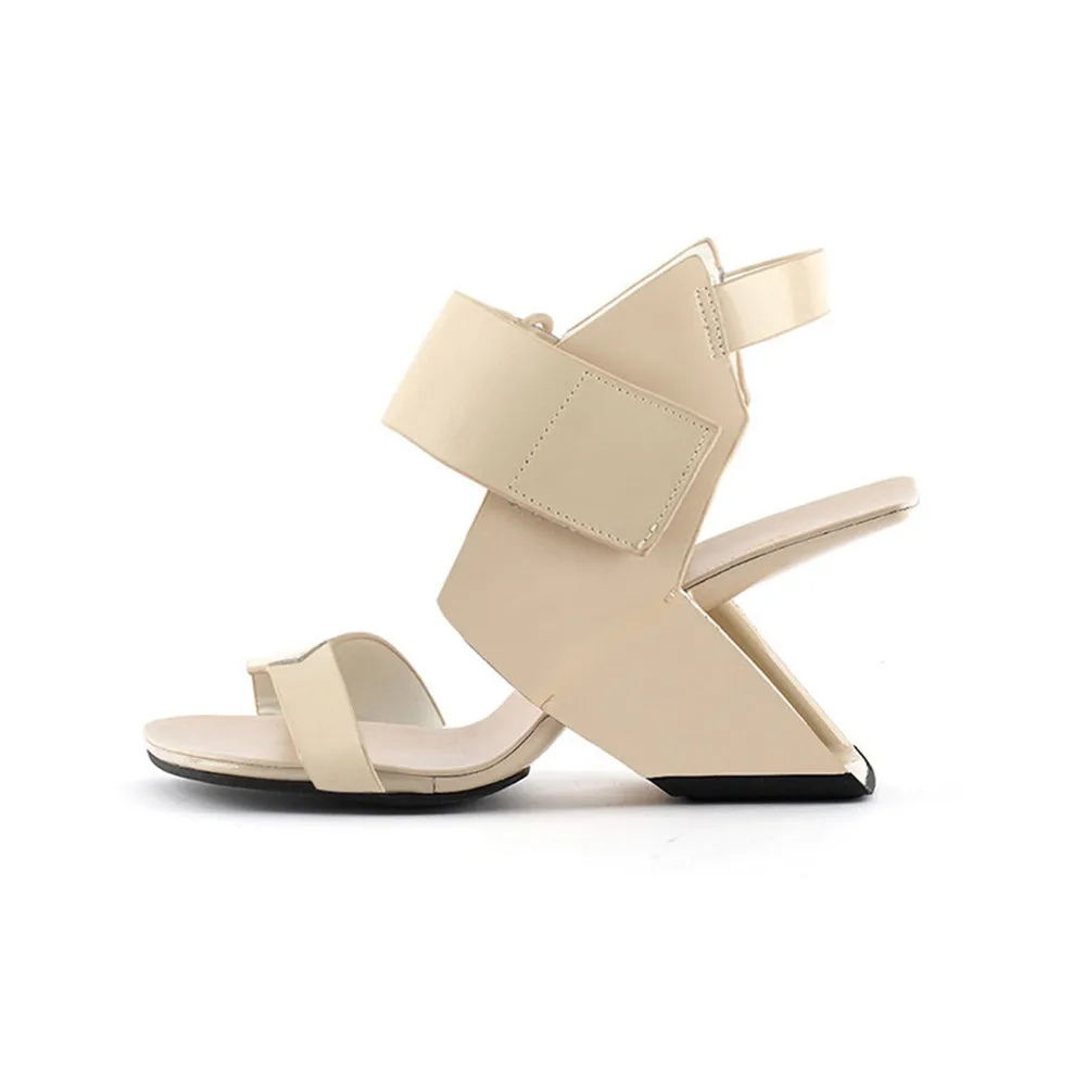 

Ins Style Women Apricot Summer Sandals Strap Design Strange Wedge Strange High Heels Sandalias Black Work Creepers Zapatillas