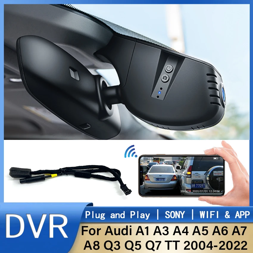 

Plug and Play Car DVR Dashcam 170°For Audi A1 A3 A4 A5 A6 A7 A8 Q3 Q5 Q7 TT 2004-2022 Wifi Car Camera HD Dash Cam Video Recorder
