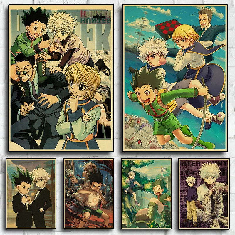 

Японское классическое аниме Hunter x Hunter Ретро эстетическое искусство домашний Настенный декор холст постеры для гостиной спальни современны...
