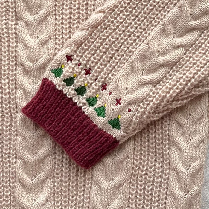 Осенне-зимний вязаный кардиган с рождественской елкой женский повседневный