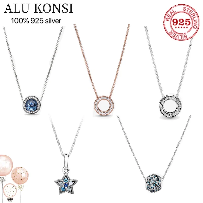 

Hot Sale high quality 100% 925 Sterling Silver Fit Original pan necklace For Women temperament luxury DIY Jewelry wedding gift