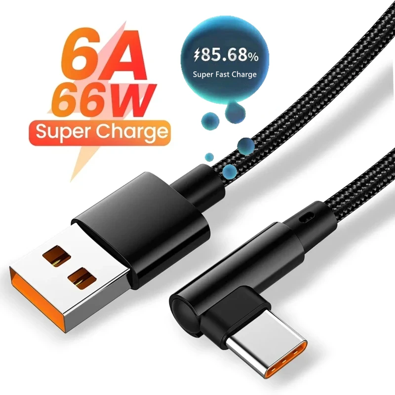 Сверхбыстрый зарядный USB-кабель Тип C 6A 66 Вт для Huawei Mate 50 P60 Nova 11 Honor 100 X9b Xiaomi Redmi POCO