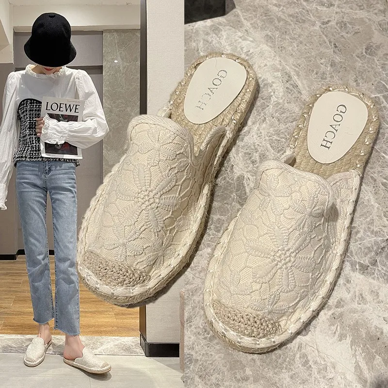 

Women Mules Sandal Fashion Mesh Slippers Women Comfort Low-heel Slides Slip on Casual Summer Slippers Slides Women