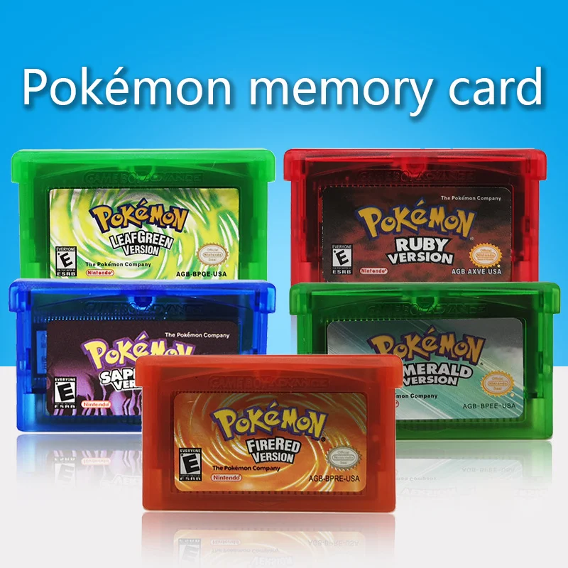 Pokemon Series GBC NDSL GB GBM GBA SP Video Game Cartridge 32-bit Console Memory Card 5 Classic English Version