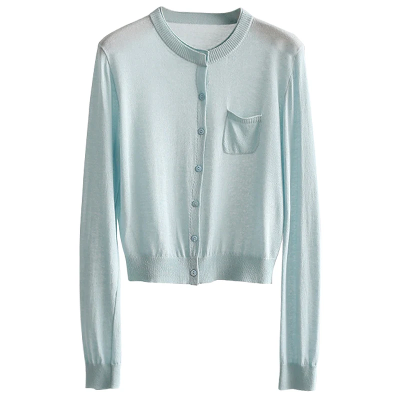 Внешняя торговля Летний Тонкий льняной вязаный женский кардиган с одним