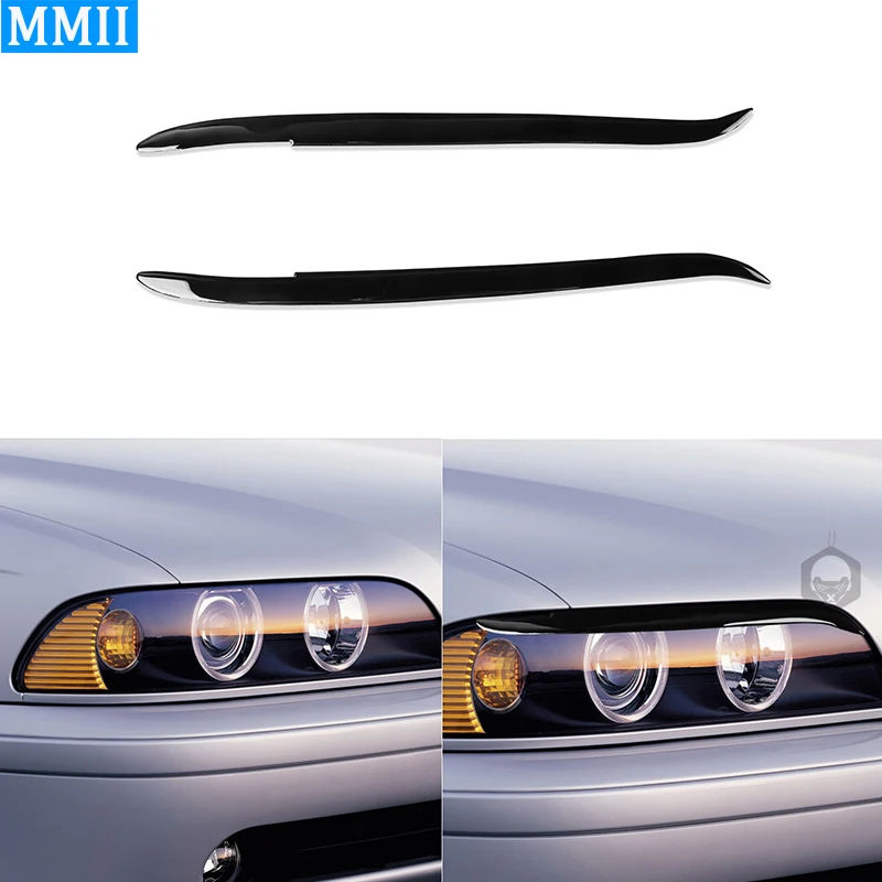 

For BMW 5Series E39 1995 1996 1997 1998 1999 2000 2001 2002 2003 Piano Black Carbon Fiber Lamp Eyebrow Cover Headlight Sticker