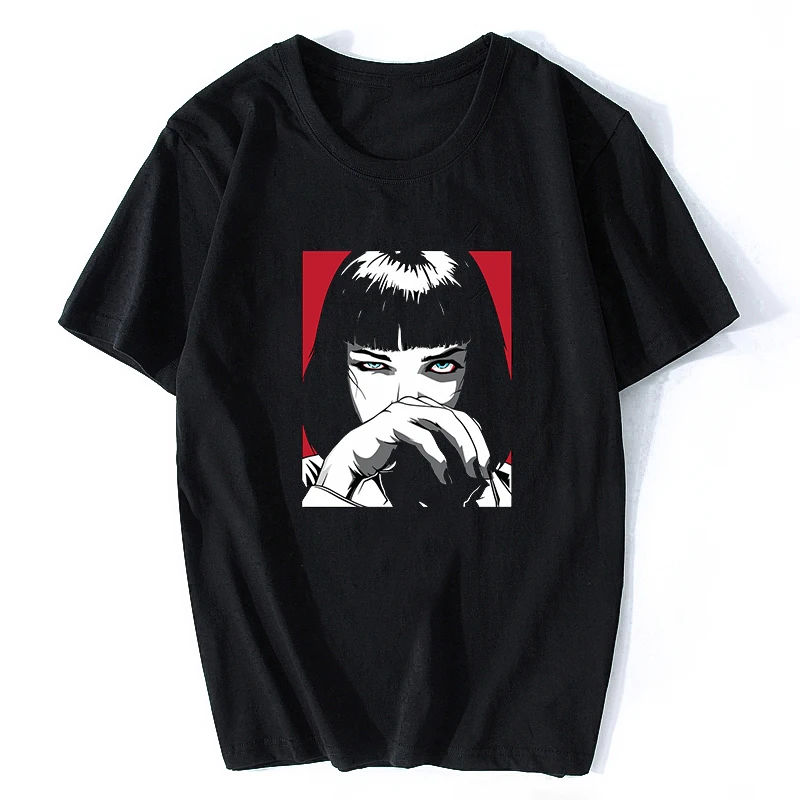 

Fashion Woman Blouses 2022 Women T-shirts Quentin Tarantino Pulp Fiction Mia Vintage Short Sleeve T Shirt Punk Y2k Clothes Tops