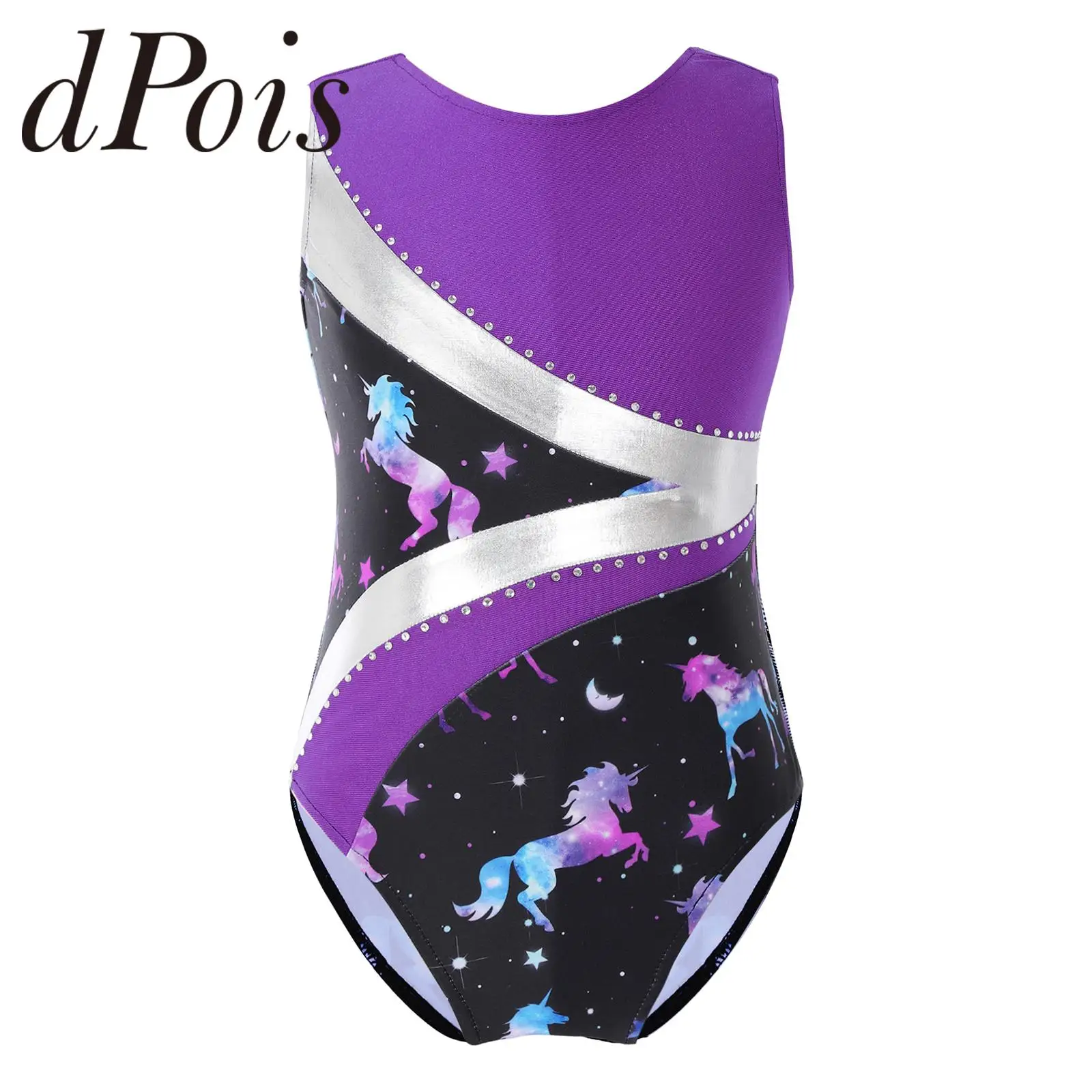 

Children Gymnastics Leotard for Girls Kids Sleeveless Shiny Rhinestone Tutu Ballet Dance Leotard Bodysuit Ice Skating Jumpsuit