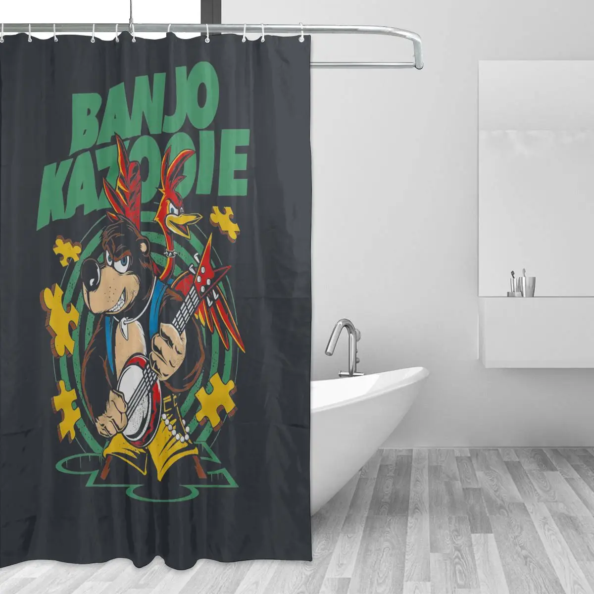 Занавеска для душа R1 с изображением банджо и Kazooie |