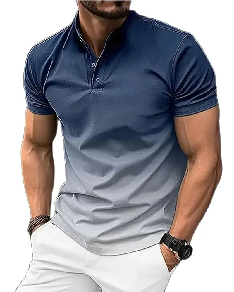 Летняя мужская рубашка-поло, Мужская облегающая футболка, Гольф-Поло ...