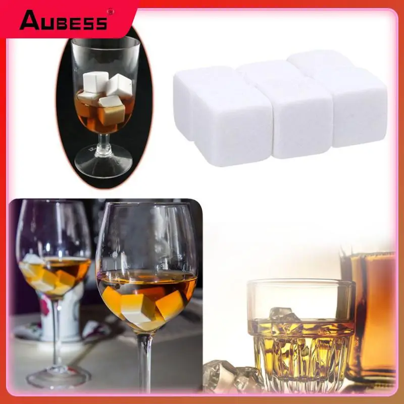 

2/4/5PCS Natural Granite Pouch Ice Stones Reusable Wine Drinks Cooler Cubes Bar Accessories 6 Pcs Whiskey Rocks