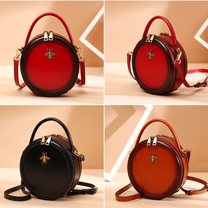 Large Capacity Crossbody Bag, Shoulder Bag, Small Round Bag, Foreign Style, Internet Celebrity, Red, 2021 Latest Version, Autumn