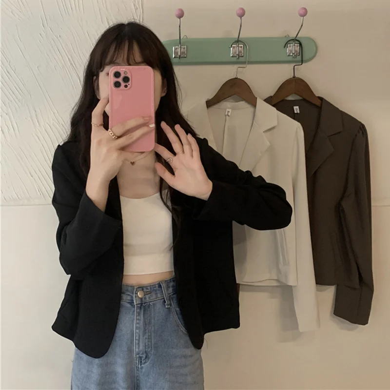 

Traf Za Blazer Woman Spring Suit Korean 2022 New High-end Short Long-sleeved Suit Jacket Women Clothes