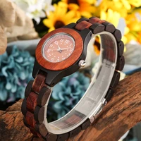 womens wood watch black red sandalwood dual color quart wristwatch fashion full wooden watch gift for girlfriend montre en bois