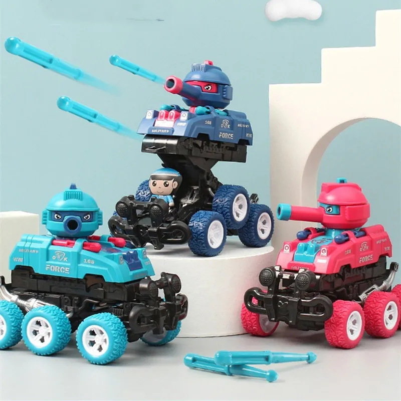 

Collision Shape-shifting Car Model Toy PVC Shooting Tank Vehicle Inertial Inertial Off-Road SUV Deformed Toys For Kids Boy Gift