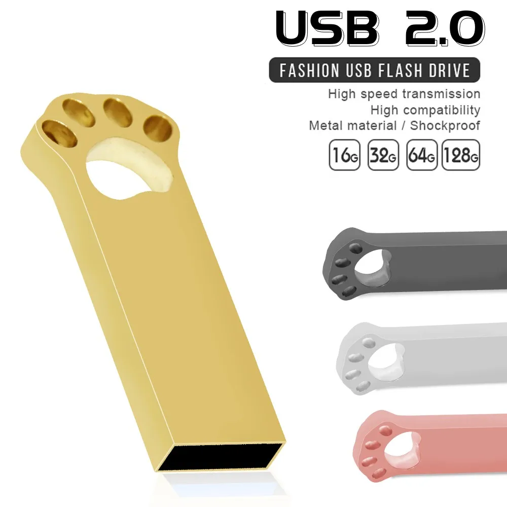 

USB-флеш-накопитель в виде кошачьей лапы, 64/128 ГБ, 4 цвета