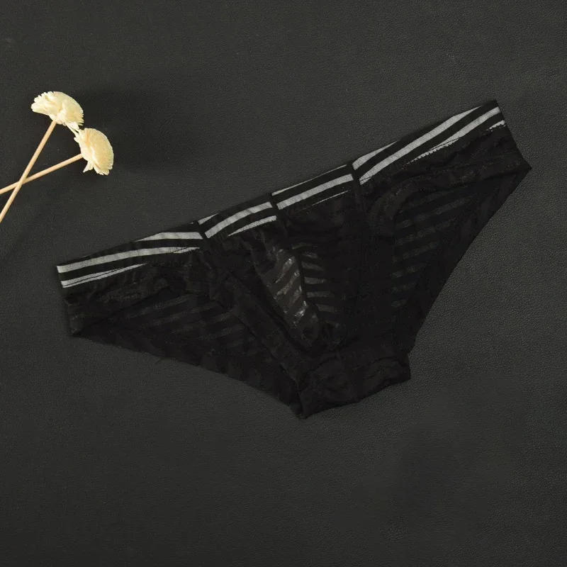 Новые мужские полосатые сетчатые сексуальные прозрачные трусы ультратонкие