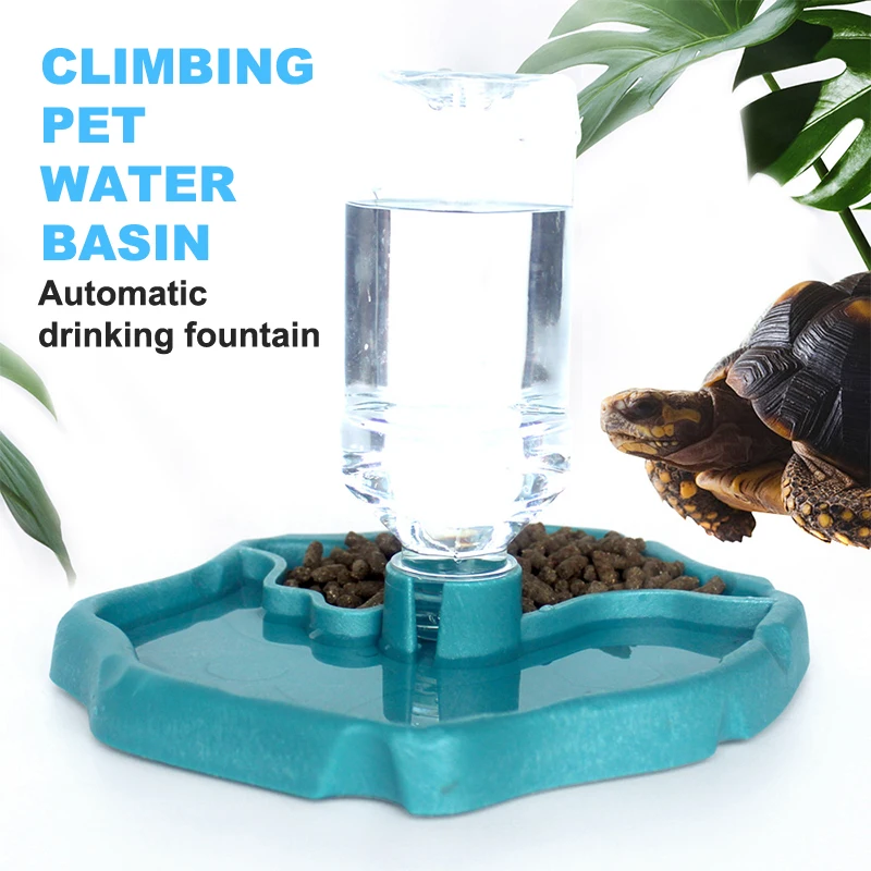 

Pet Reptile 2 in 1 Automatic Water Food Feeding Plate Lizard Turtle Dispenser