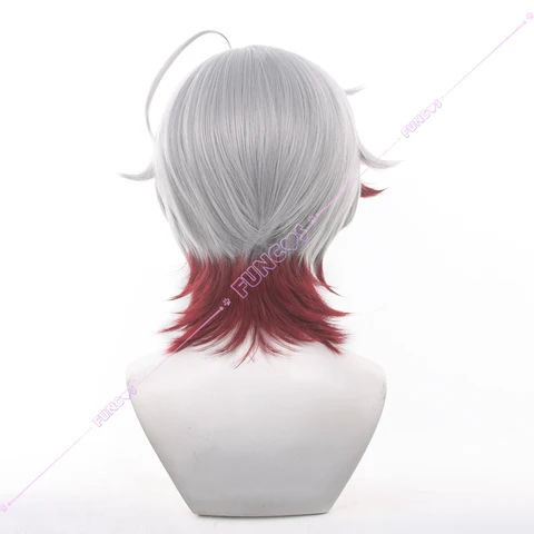 Косплей парик Illuga Genshin Impact серебристо-серый красныйgradient