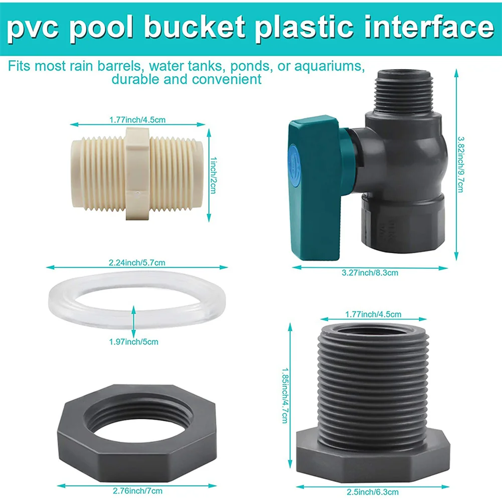 

Faucet Kit Water Bulkhead Fitting Adapter Barrel Spigot Fittings Ball Valve Garden Water Connector Bucket Irrigation Accessories