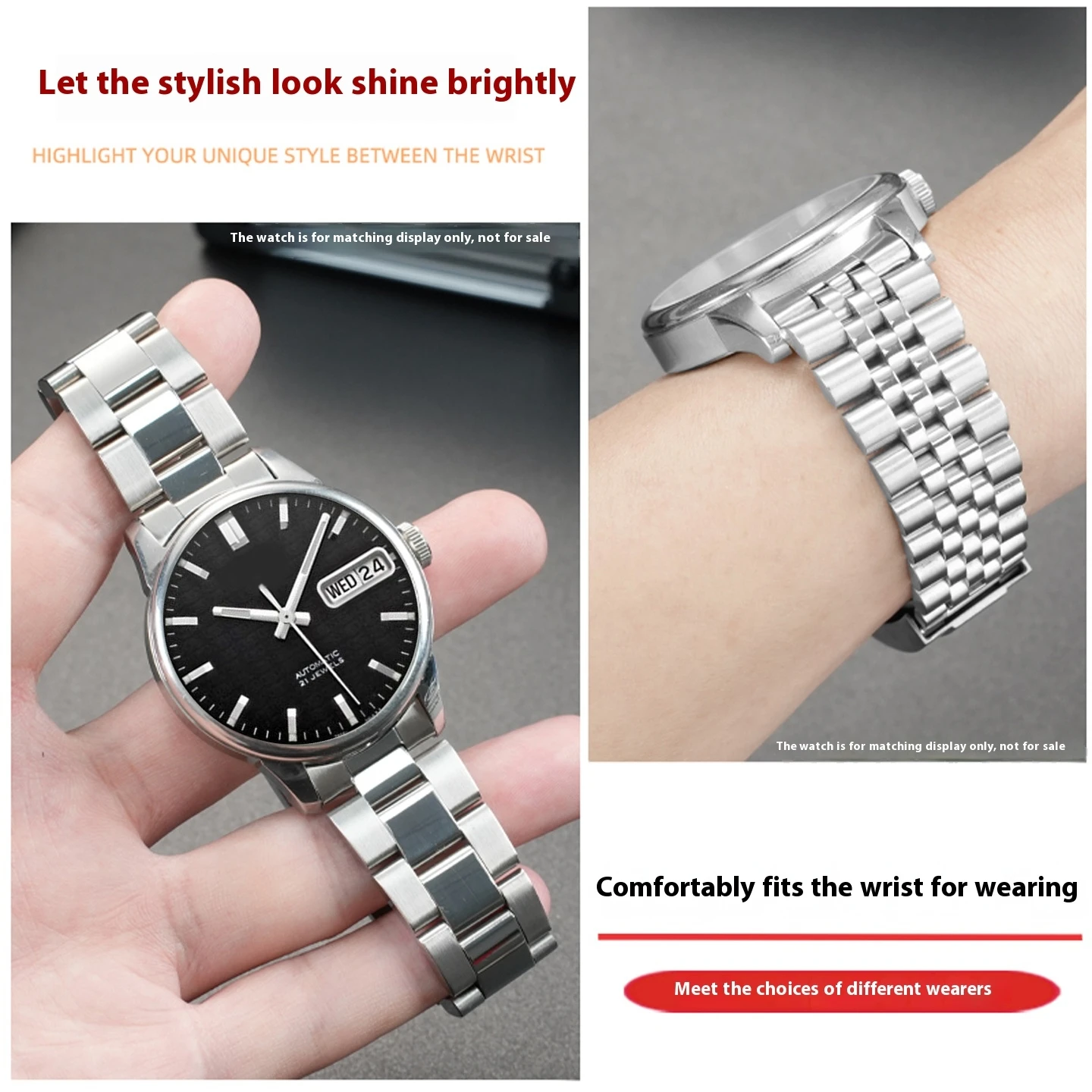 Фото Ремешок из нержавеющей стали 18 мм, 19 мм, 20 мм, 22 мм для часов Seiko Sports 5, SNXS73/77/79 SNK809 SRPD55 SRPD51, водонепроницаемый браслет №5