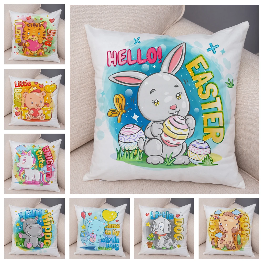 

Colorful Cute Cartoon Animal Cushion Cover Decorative Pet Dog Cat Print Pillowcase Pillowcase Sofa Home Children's Room