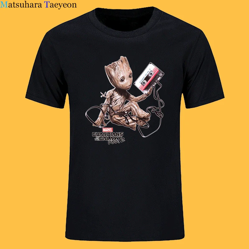

Marvel Guardians of The Galaxy T Shirt Mens Vol 2 Groot Tape Top Print Casual T-Shirts Men Oversize Clothing Cotton Tees Shirts