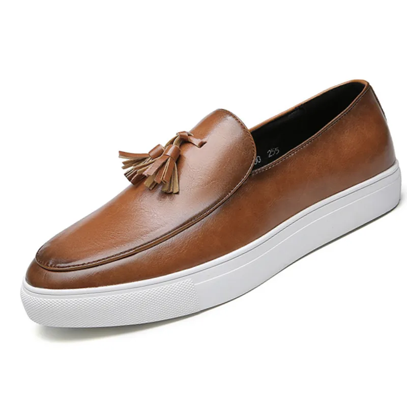 

Мокасины мужские кожаные, роскошные брендовые лоферы с бахромой, без застежки, повседневная удобная обувь, модные дизайнерские