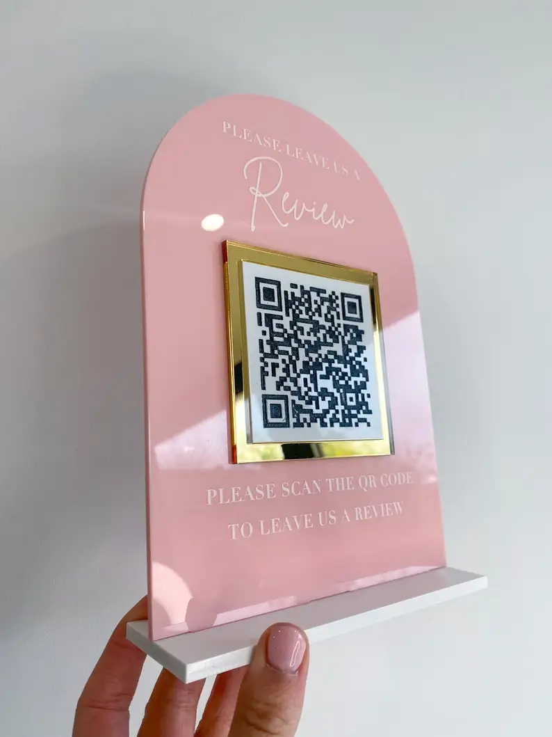 Фото Пользовательский QR-код Оставьте Review Настольная вывеска Украшение стола Знак для малого бизнеса №3