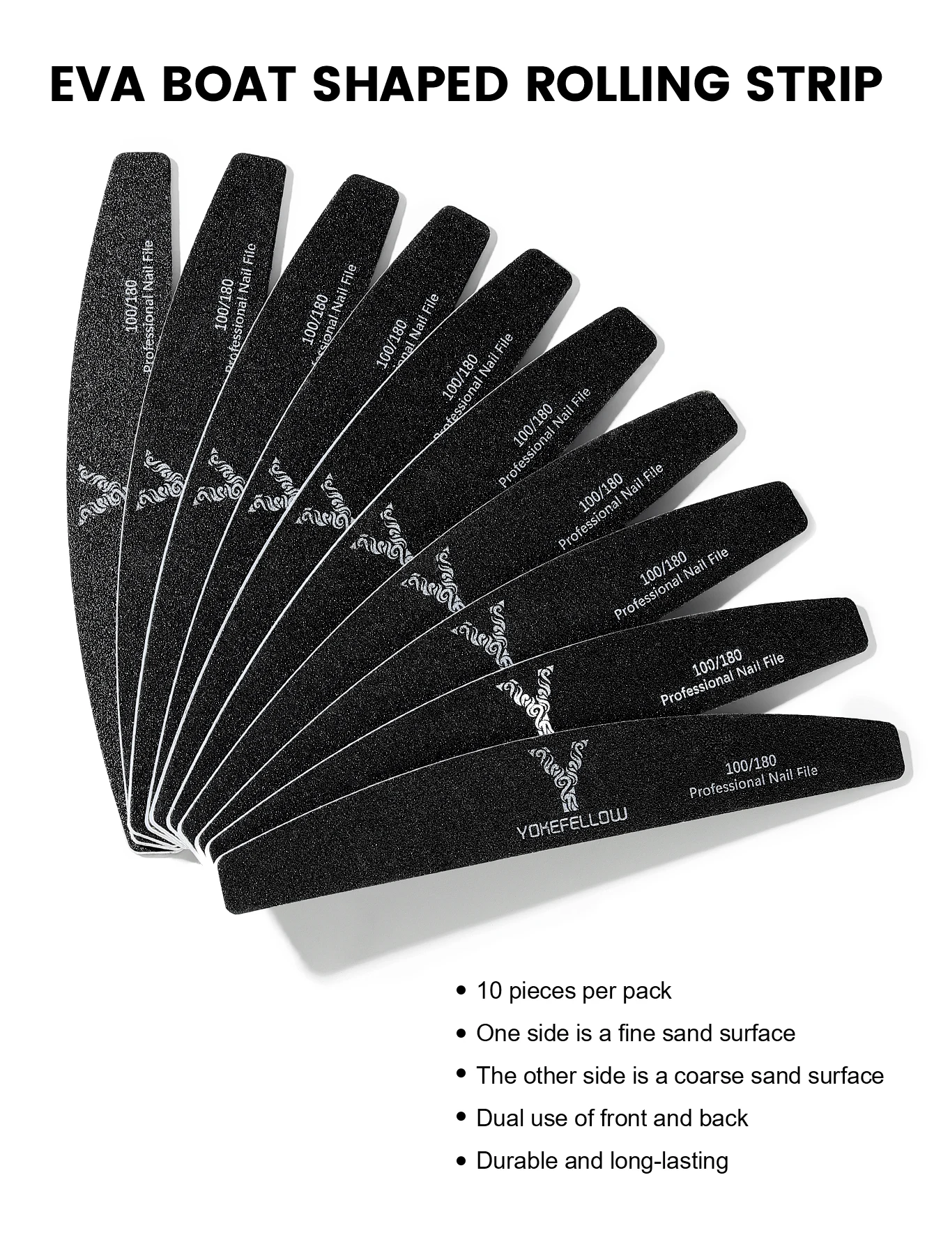 Профессиональная пилочка для ногтей 100/180 полумесяц наждачная YOKEFELLOW шлифовка