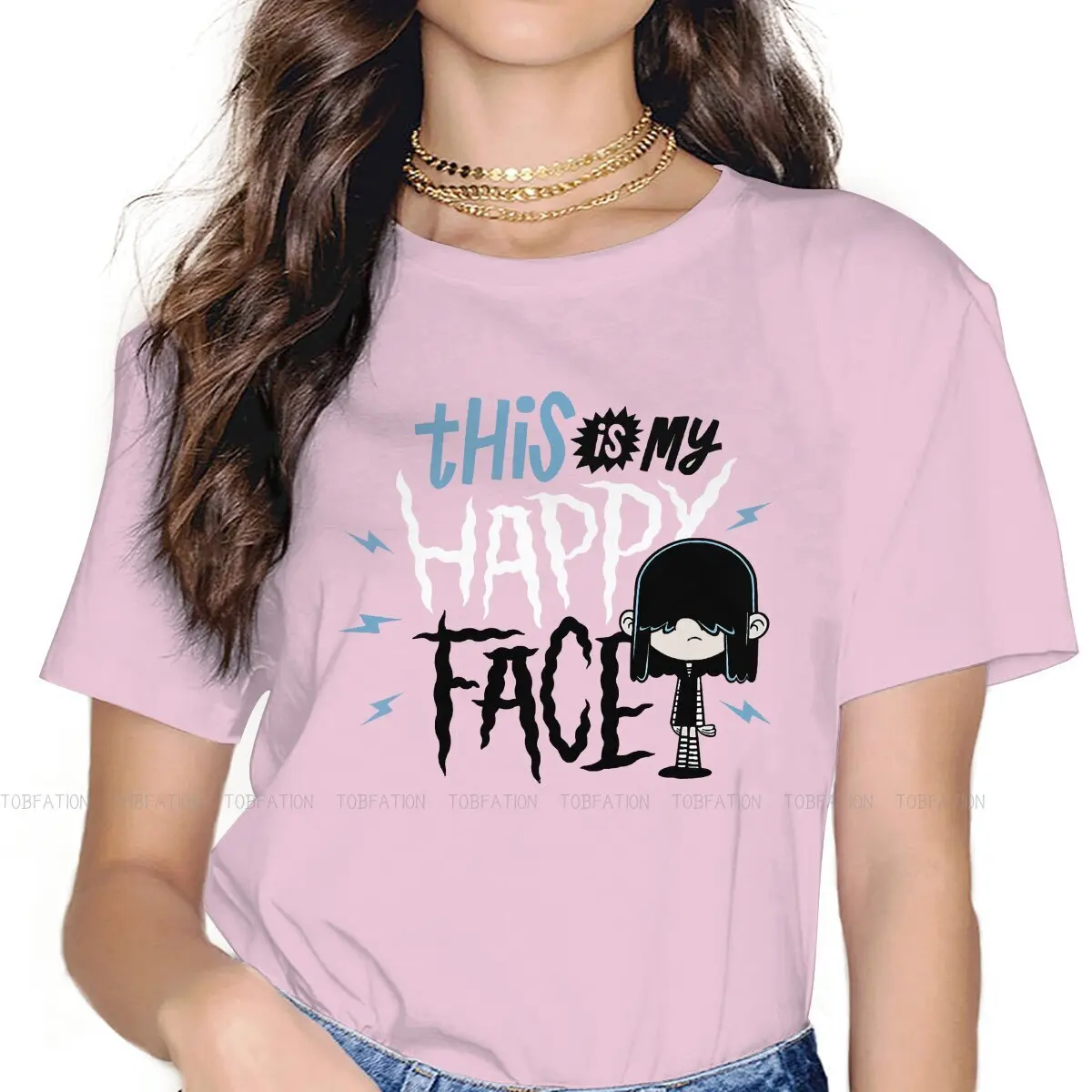 

This Is My Happy Face Women Clothing The Loud Houses Graphic Print Female Tshirts Vintage Alternative Tops Tee Girls Streetwear