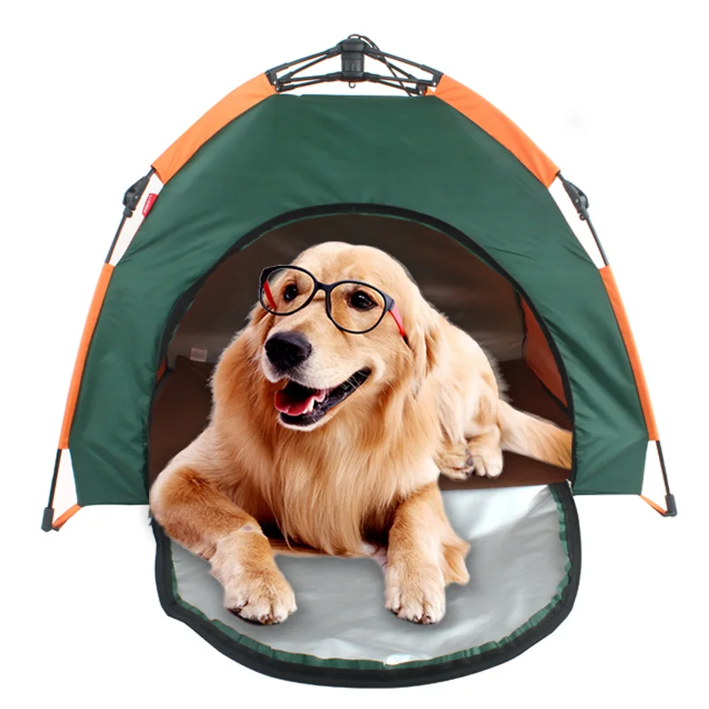 

Automatic dog tent folding waterproof cat dog house indoor portable mothproof pet supplies zipper door solid color dog teepee