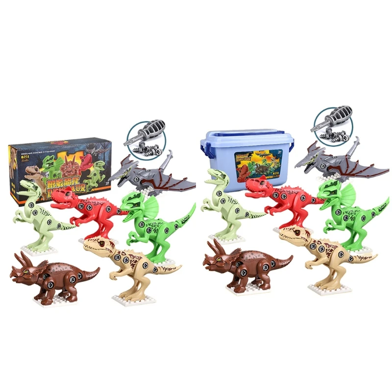 

6Pcs Assembly DIY Dinosaur Building Toy with Realistic Screwdriver for Preschool Kindergarten Hand-on Ability Training