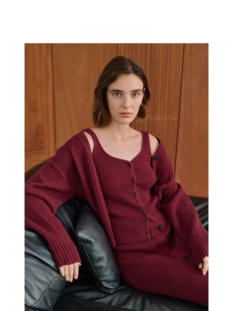 Оригинальный легкий роскошный красный изящный комплект AEL для женщин осень 2023