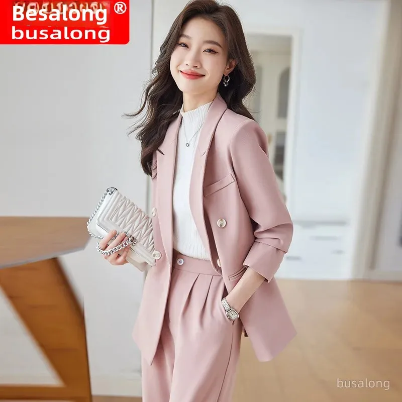 2023 New Women's Long Sleeve Professional Western-style Suit Trousers Official Interview Sales Workwear 329