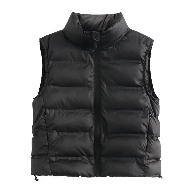 

Autumn Winter 2023 Women's Lightweight Loose Vest Standing Collar Sleeveless Jacket Cotton Padded Tank Top Vest Coat