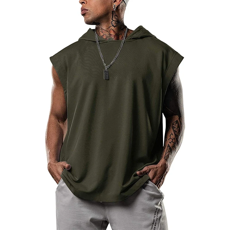 

2022 Men's Tops Casual Hedging Sports Casual Hip-hop Style Sleeveless Hooded Waistcoat Loose Men's Shirt Gym Tank Top Men