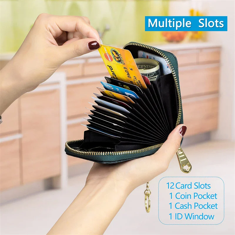 

PU Leather ID/Credit Card Holder Female Purse Casual Coin Wallet For Women Multi-card Credit Passport Men Card Bag Zipper