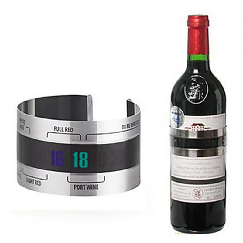

Креативный термометр для бутылок вина из нержавеющей стали с ЖК-дисплеем, сервировочный браслет-термометр, инструменты для магазина, бара, ...