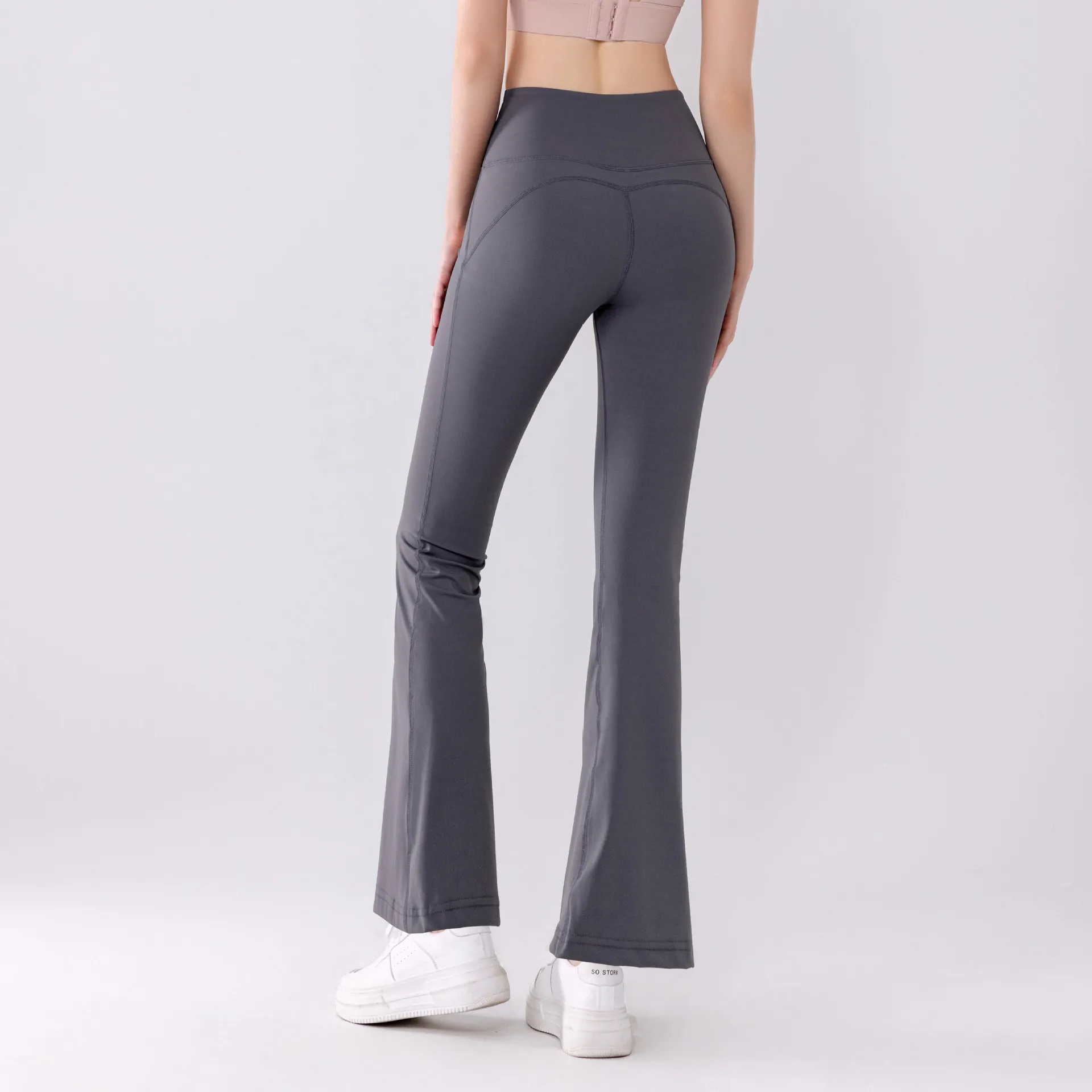 Yoga Pants Women Slim Fit Slimming Nude Feel High Waist Tights All-Match Sports Fashion Wide-Leg Bell-Bottom Seamless Leggings