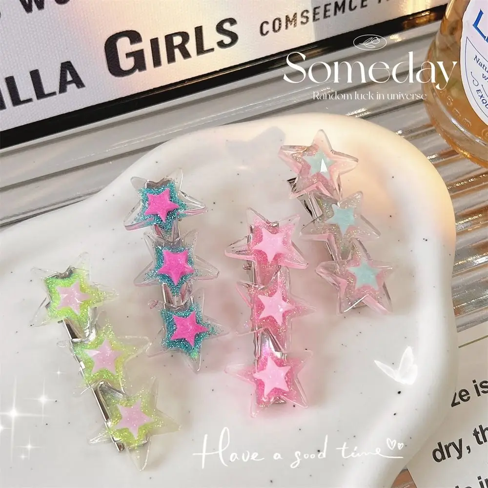 

Fine Shiny Five Star Hairpin Retro Sweet Cool Y2k Girl Duckbill Clip Cute Hair Clip Hair Accessories Headwear