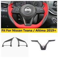 auto steering wheel button frame decor cover trim for nissan altima teana 2019 2020 carbon fiber abs accessories interior kit