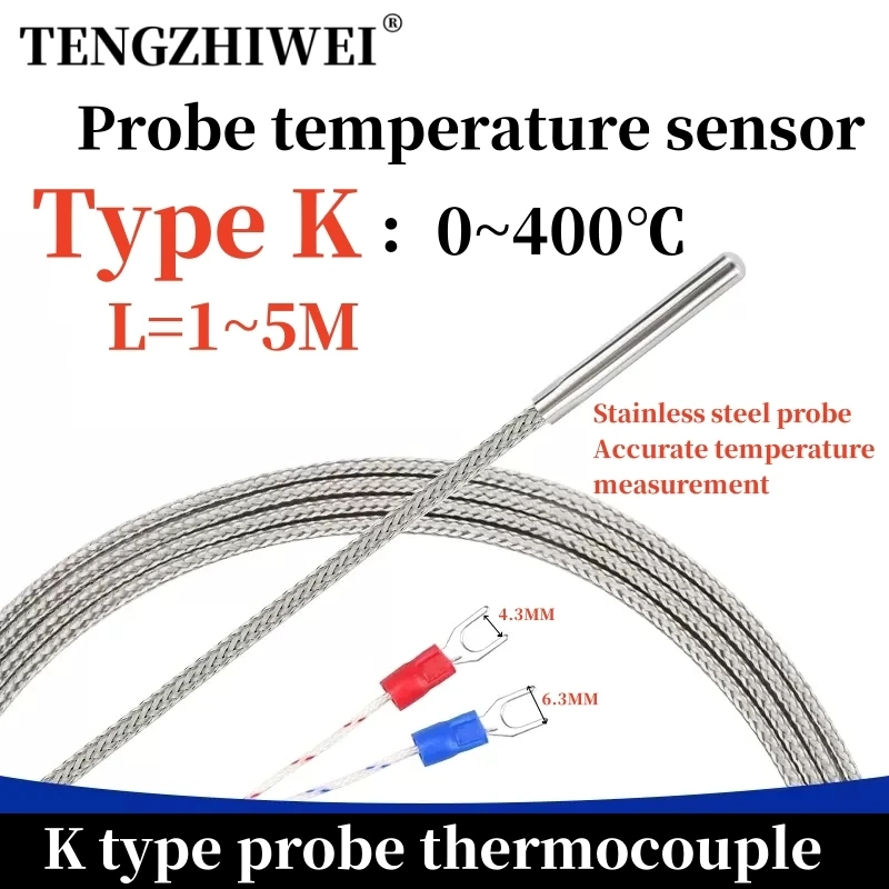 Маленький цилиндрический зонд типа K с термопарой Температурный датчик